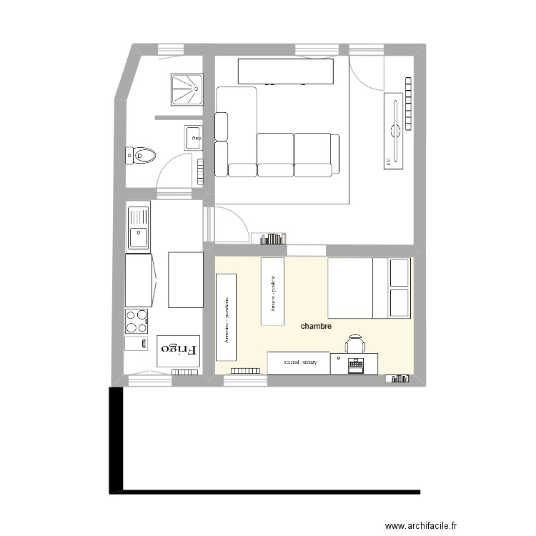 Voreppe V2. Plan de 1 pièce et 12 m2