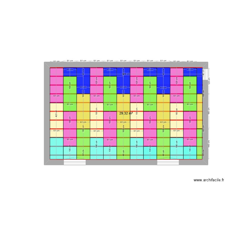 plan plancher dalles. Plan de 1 pièce et 29 m2