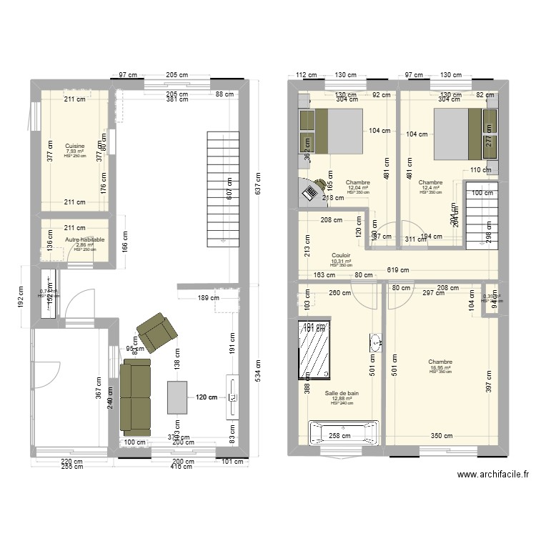 st fargeau maison rafa. Plan de 9 pièces et 77 m2