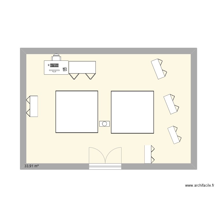 Salle polyvalente . Plan de 1 pièce et 34 m2