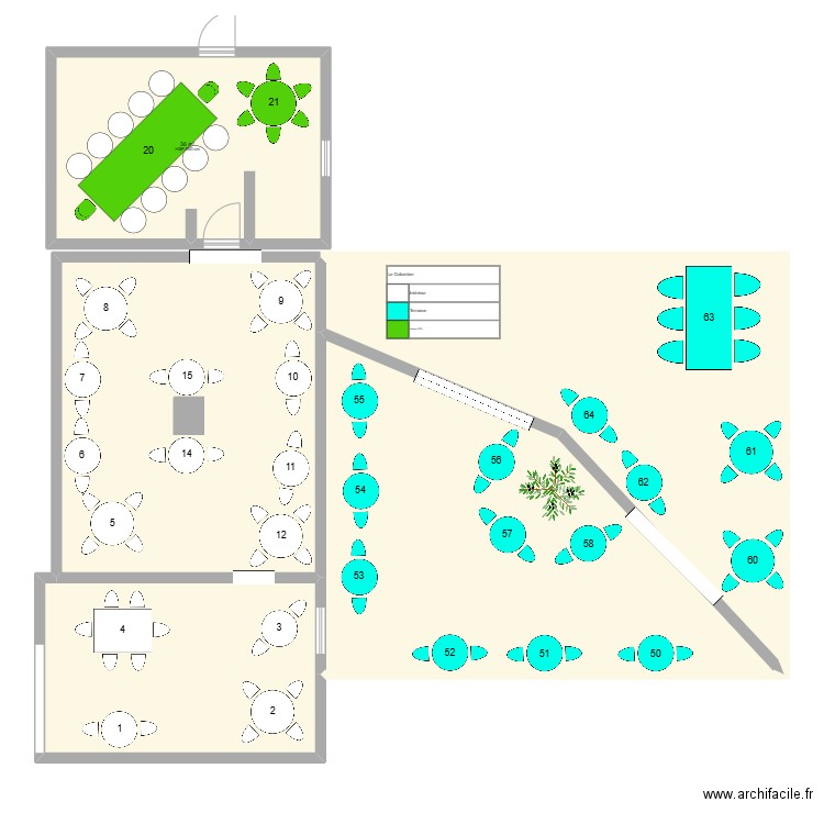 Gastro. Plan de 5 pièces et 267 m2