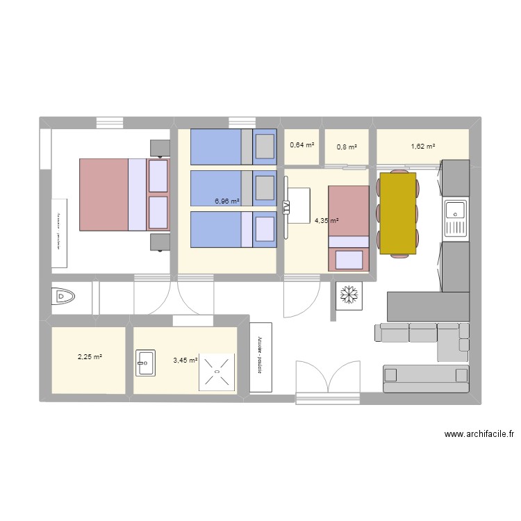 mon appartement modifie. Plan de 7 pièces et 20 m2