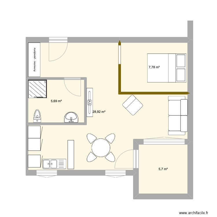 appt martin 5. Plan de 4 pièces et 48 m2