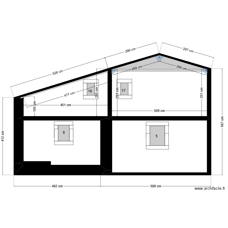 BERGERIE PLAN PIGNON OUEST. Plan de 3 pièces et 38 m2