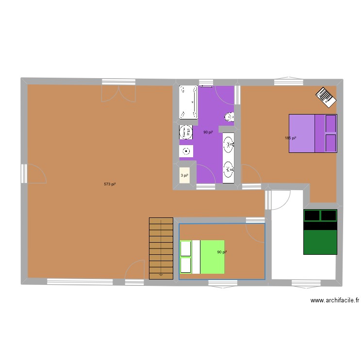 Ma maison. Plan de 5 pièces et 87 m2