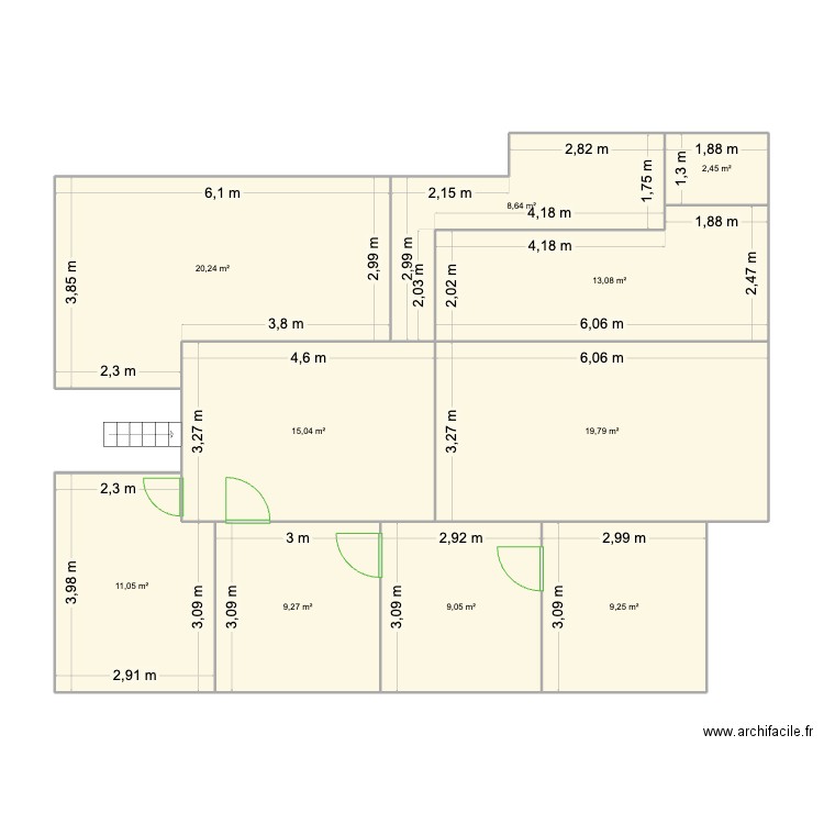 DGC. Plan de 10 pièces et 118 m2