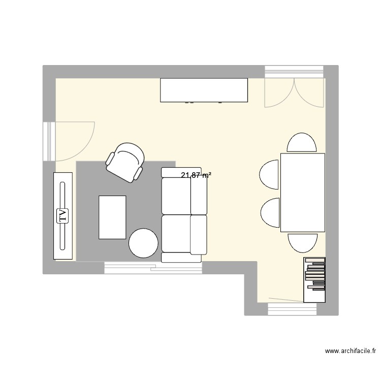 salon asnières. Plan de 1 pièce et 22 m2