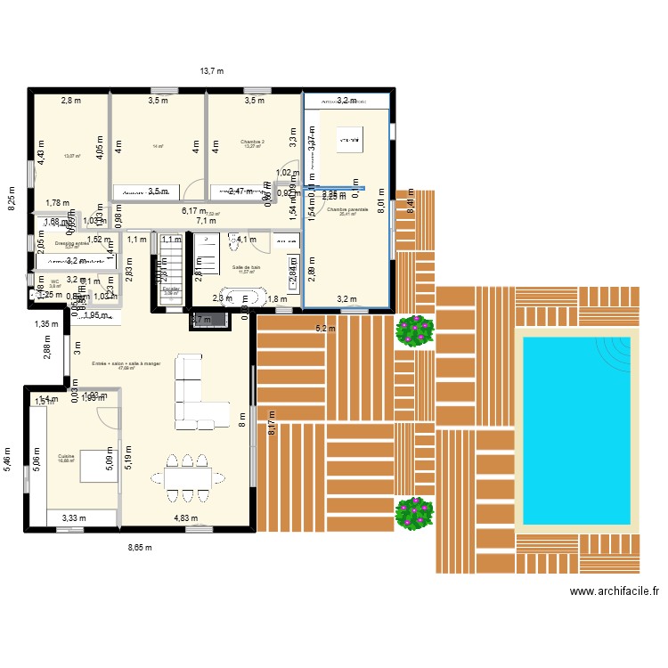 MAISON_V1. Plan de 11 pièces et 173 m2