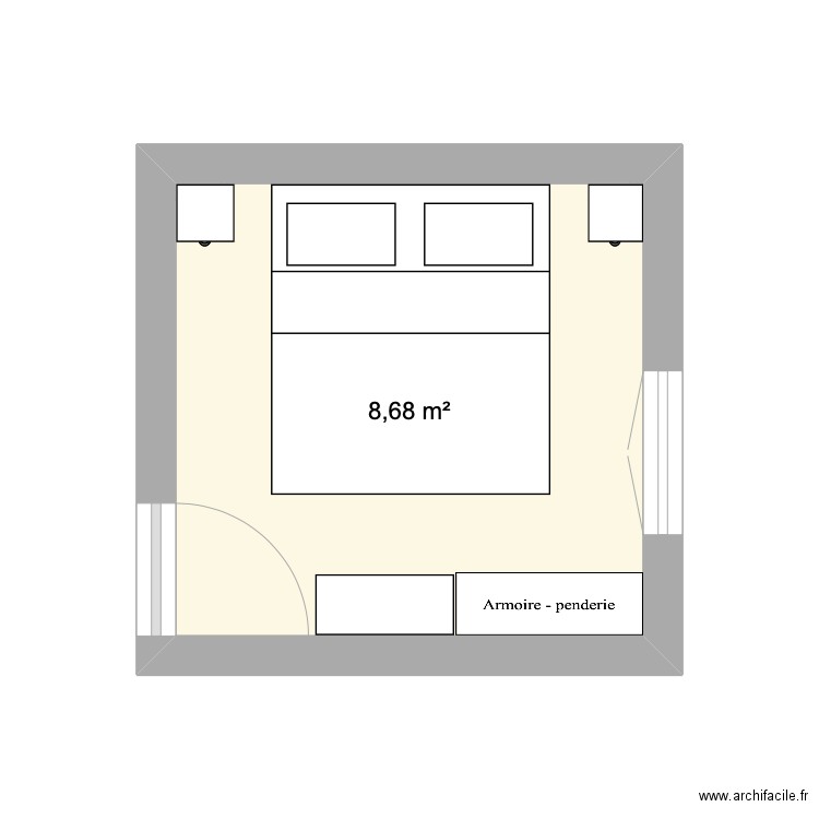 chambre Elodie et Jimmy. Plan de 1 pièce et 9 m2