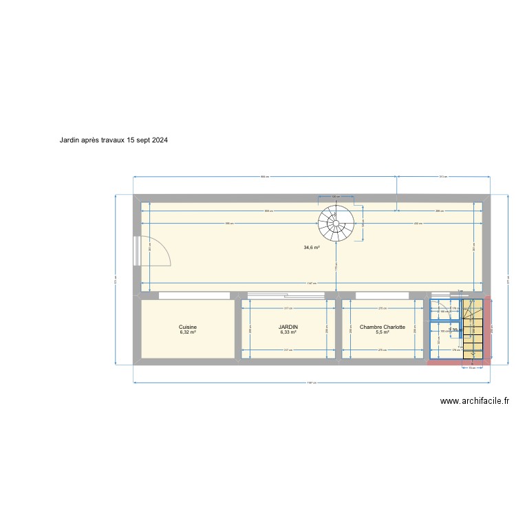 Cube chambre filles SANS MEUBLES. Plan de 5 pièces et 56 m2