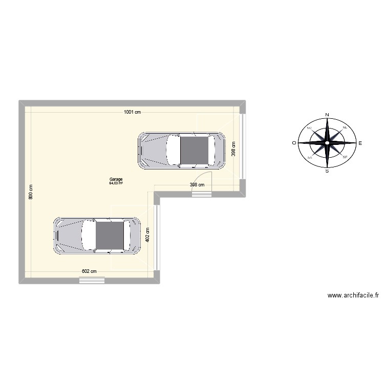 garage . Plan de 1 pièce et 64 m2