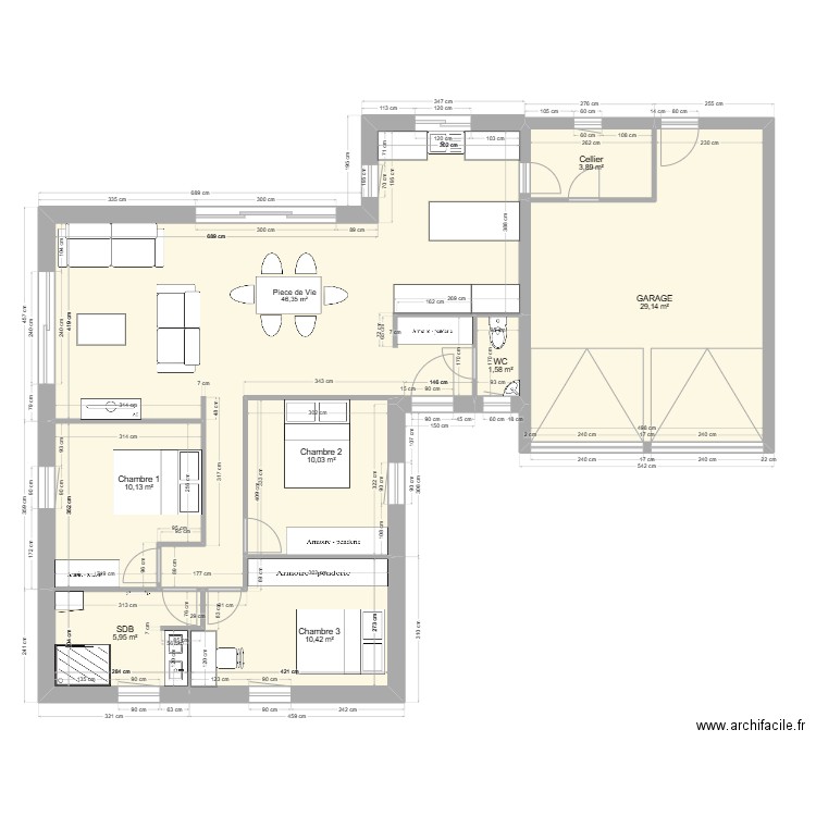 VINCENT. Plan de 8 pièces et 117 m2