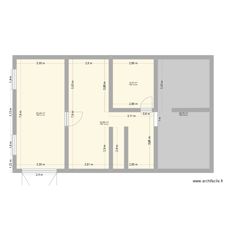 Sous-Sol Avant. Plan de 4 pièces et 95 m2