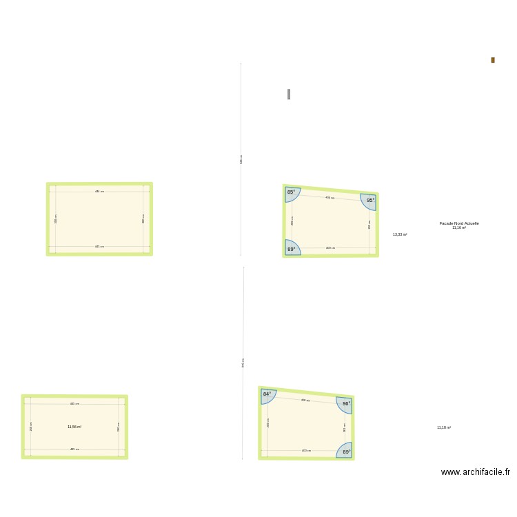 facade et toitutre. Plan de 4 pièces et 47 m2