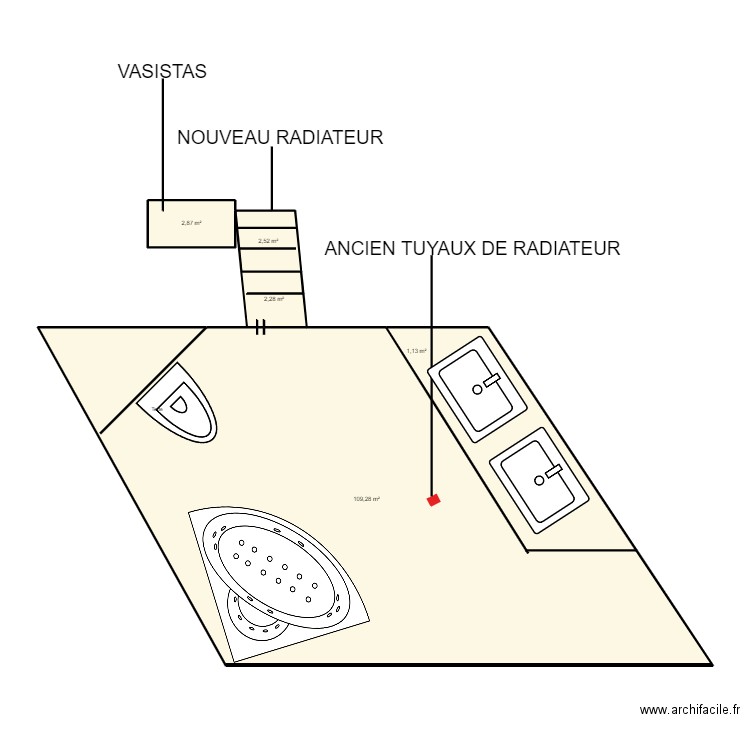 SDB CHENNEVIERES. Plan de 5 pièces et 118 m2