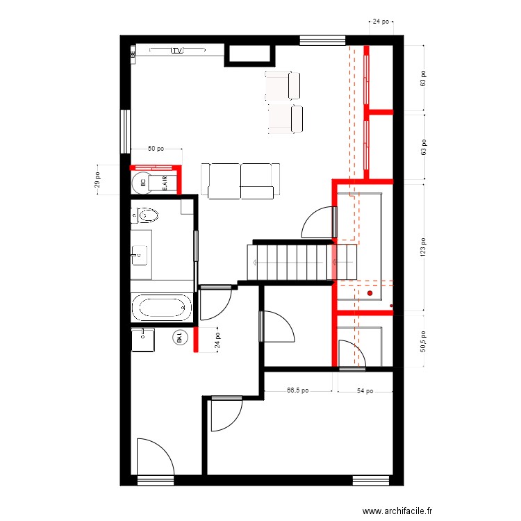 Laberge ss3. Plan de 4 pièces et 65 m2