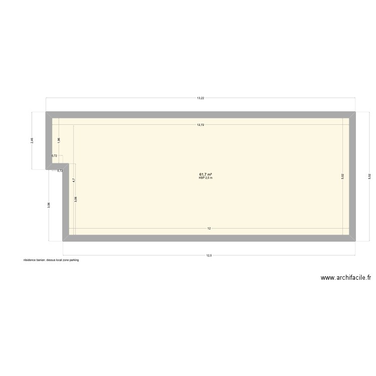 bania zone parking r+1. Plan de 1 pièce et 62 m2