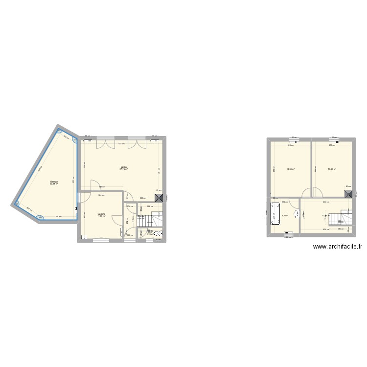 rdc. Plan de 9 pièces et 115 m2