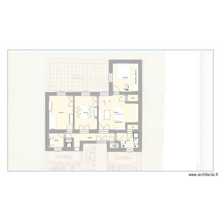 Magenta Tess Version. Plan de 11 pièces et 79 m2