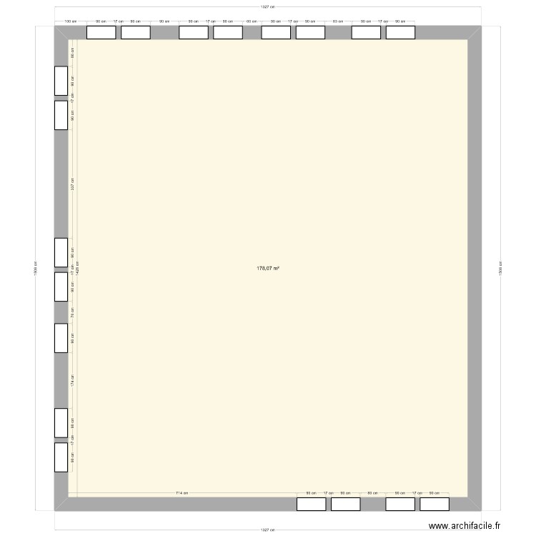 niveau 1. Plan de 1 pièce et 178 m2