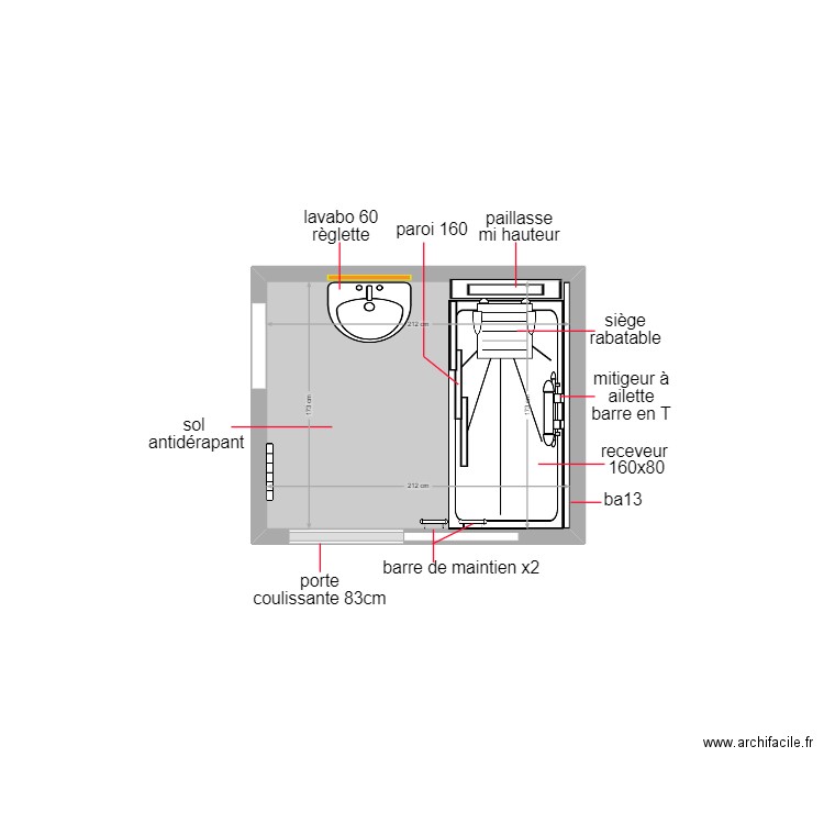 chauvin. Plan de 1 pièce et 4 m2