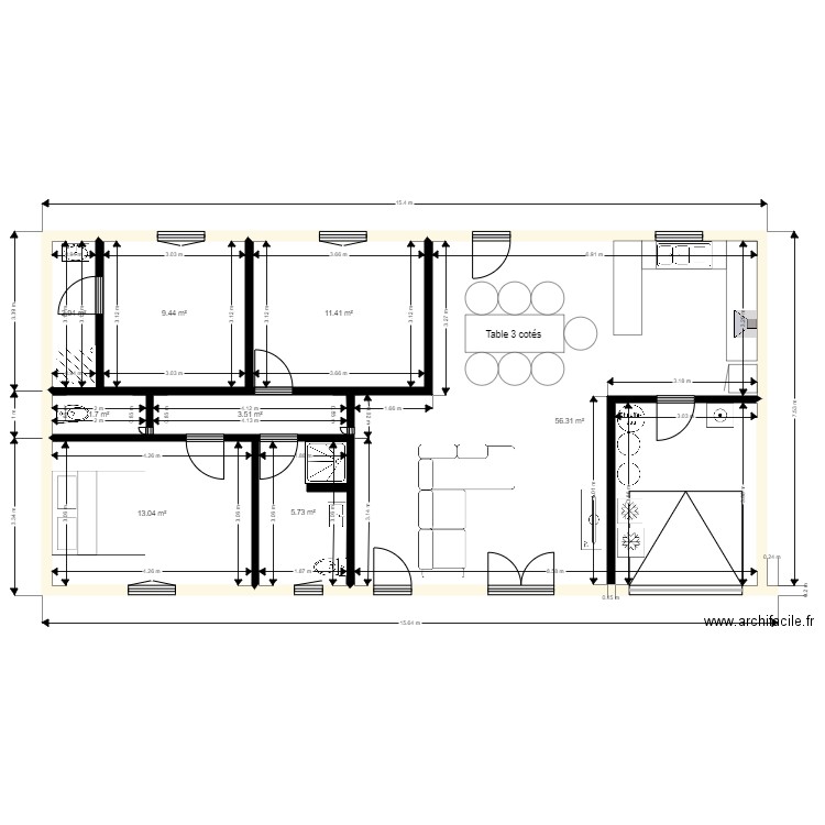 LOLO N1. Plan de 8 pièces et 104 m2