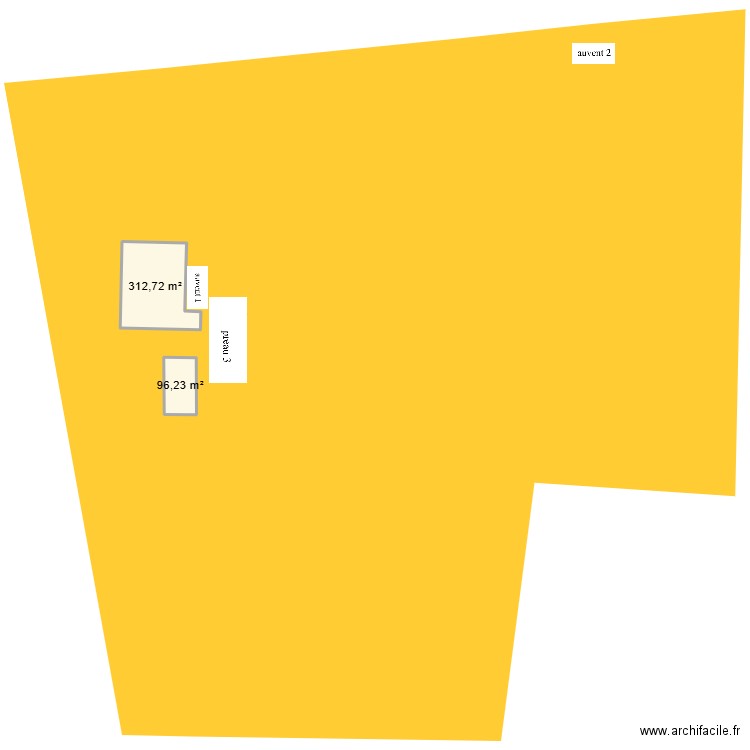 projet. Plan de 2 pièces et 409 m2