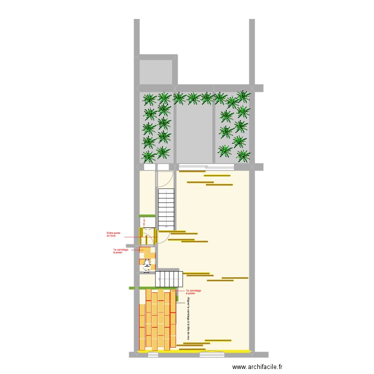 Banning 83 2e étage Calepinage sols. Plan de 8 pièces et 74 m2