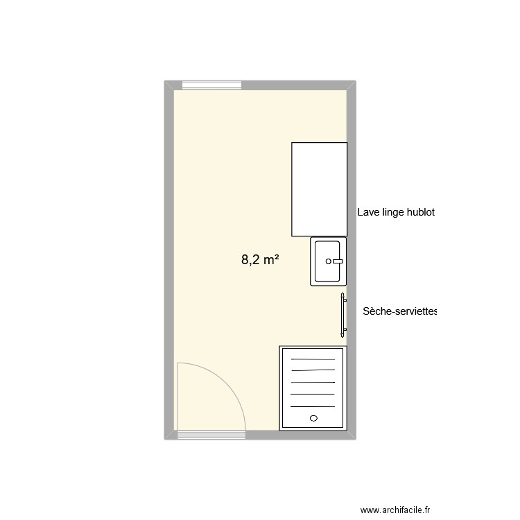 salle de bain. Plan de 1 pièce et 8 m2