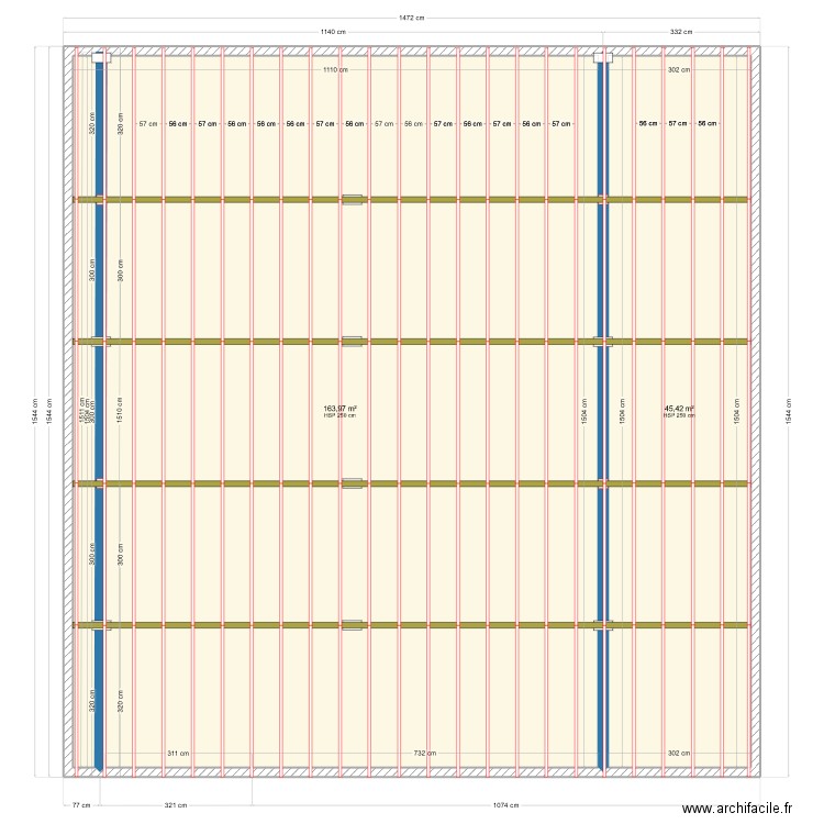 plafond resto frenetik. Plan de 2 pièces et 209 m2