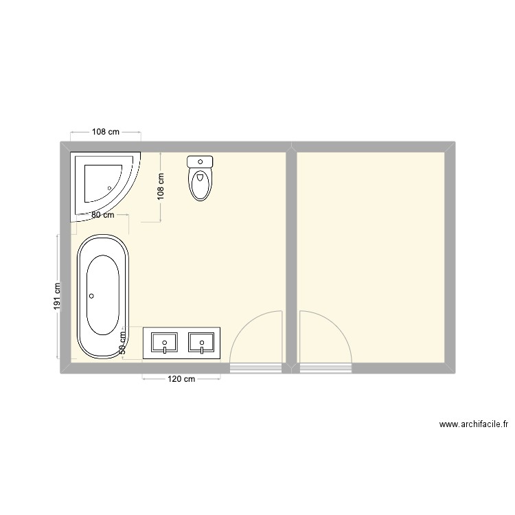 BATHROOM U SA. Plan de 2 pièces et 18 m2