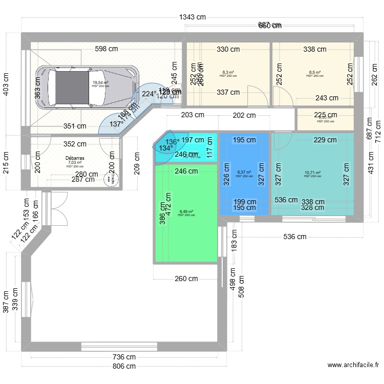 kevin1. Plan de 9 pièces et 75 m2