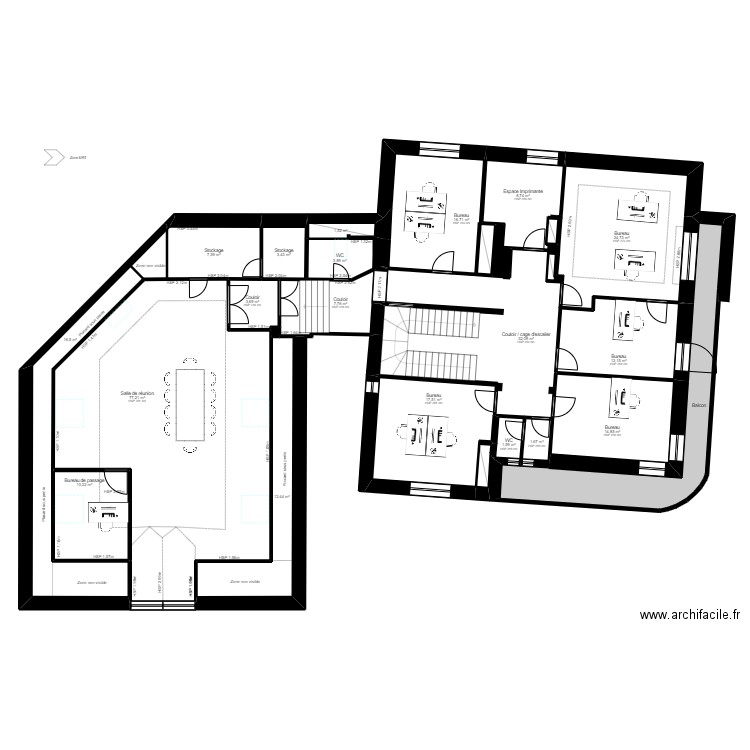 Tarbes 9 R+2 EDL. Plan de 26 pièces et 297 m2