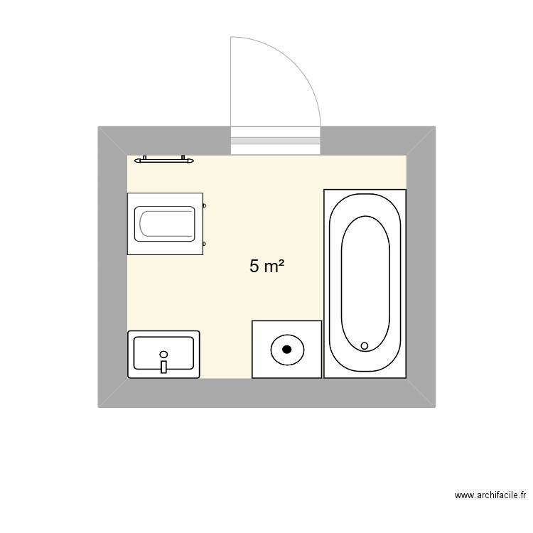 SDB Bezons. Plan de 1 pièce et 5 m2