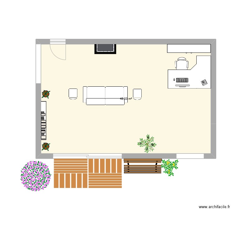 PLAN AA. Plan de 1 pièce et 48 m2