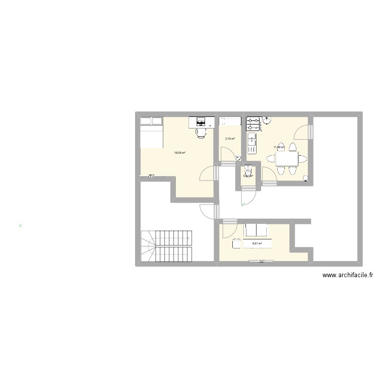 Plan maison. Plan de 5 pièces et 40 m2