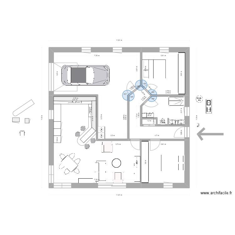 plan maison 12*12*. Plan de 4 pièces et 118 m2