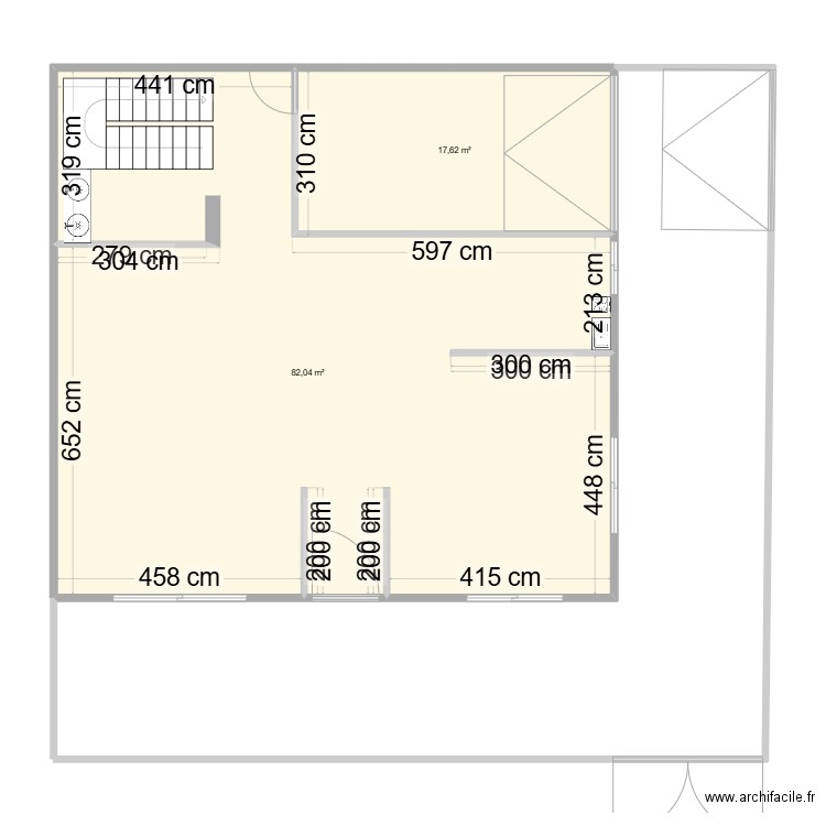 RDCH_V1. Plan de 2 pièces et 100 m2