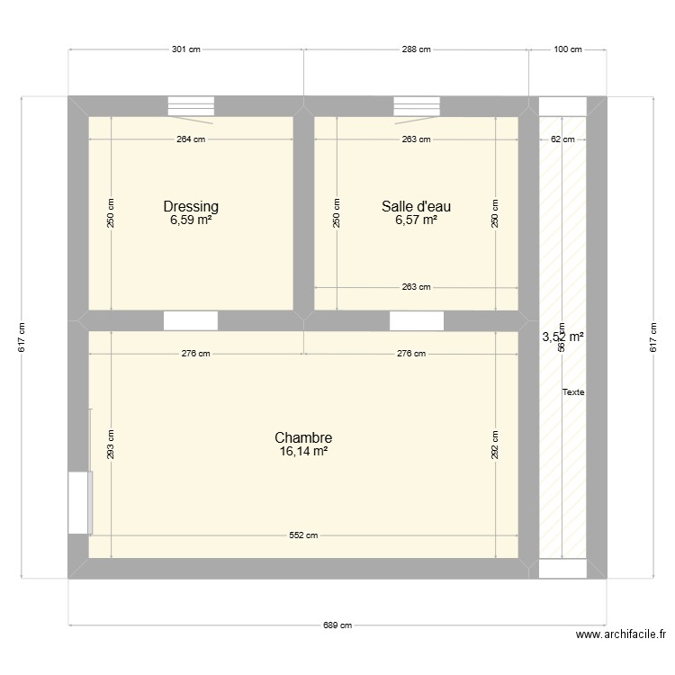 Extension. Plan de 4 pièces et 33 m2