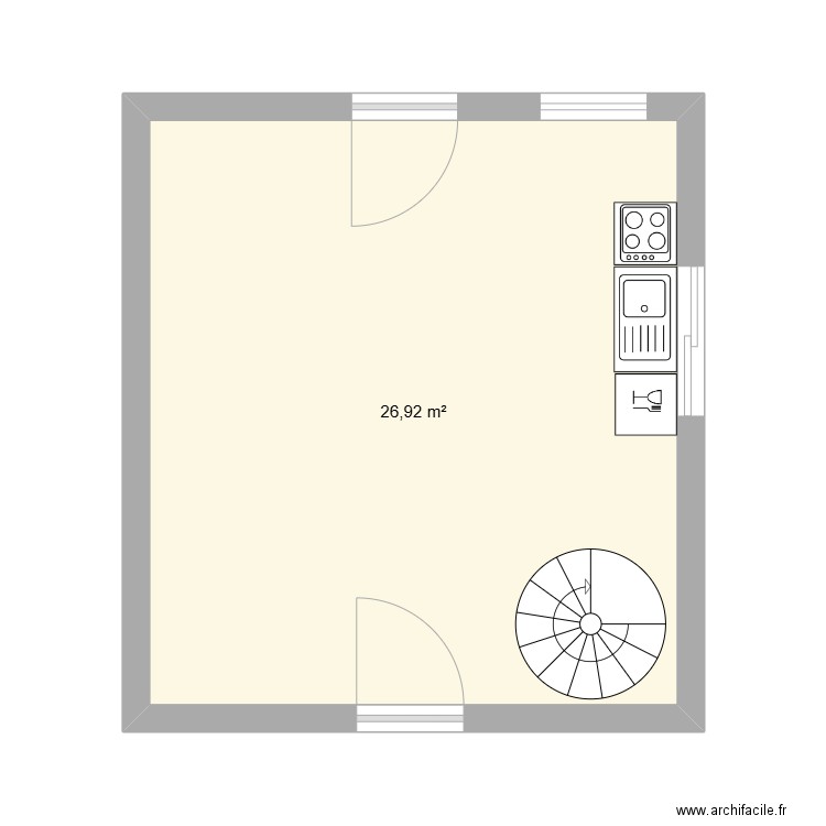 MAISON TOM . Plan de 1 pièce et 27 m2