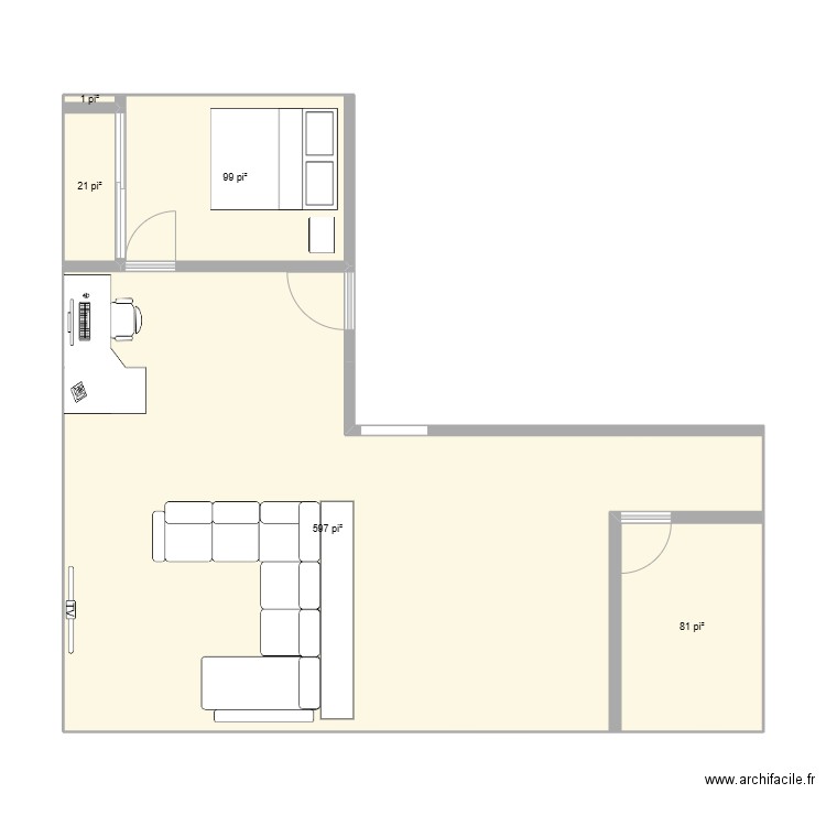 Sous-Sol #1. Plan de 5 pièces et 74 m2