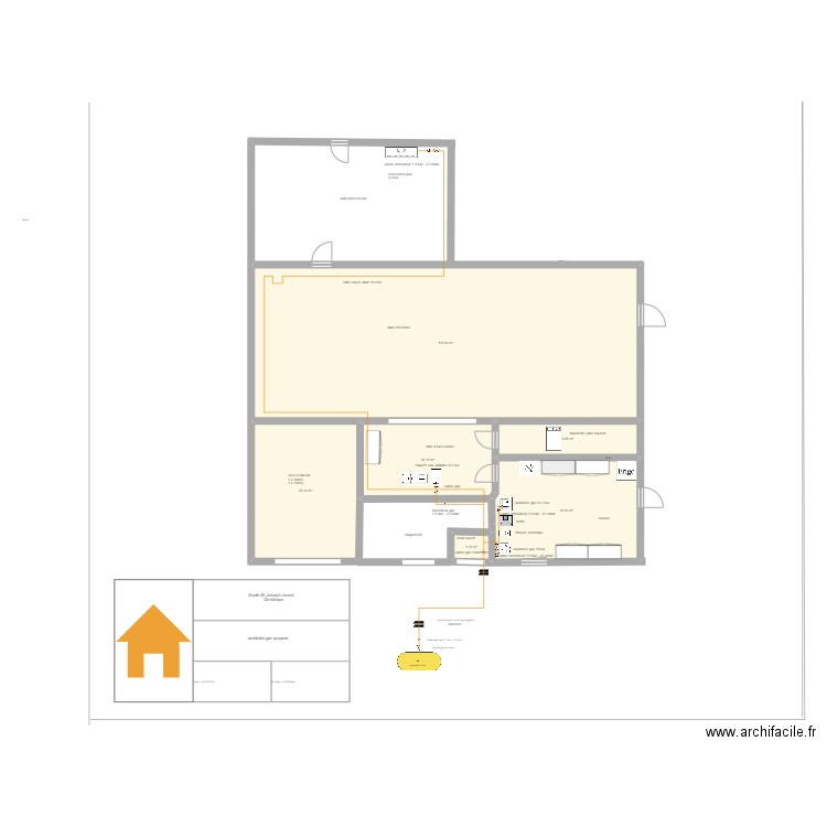 Derbèque Gaz. Plan de 6 pièces et 205 m2