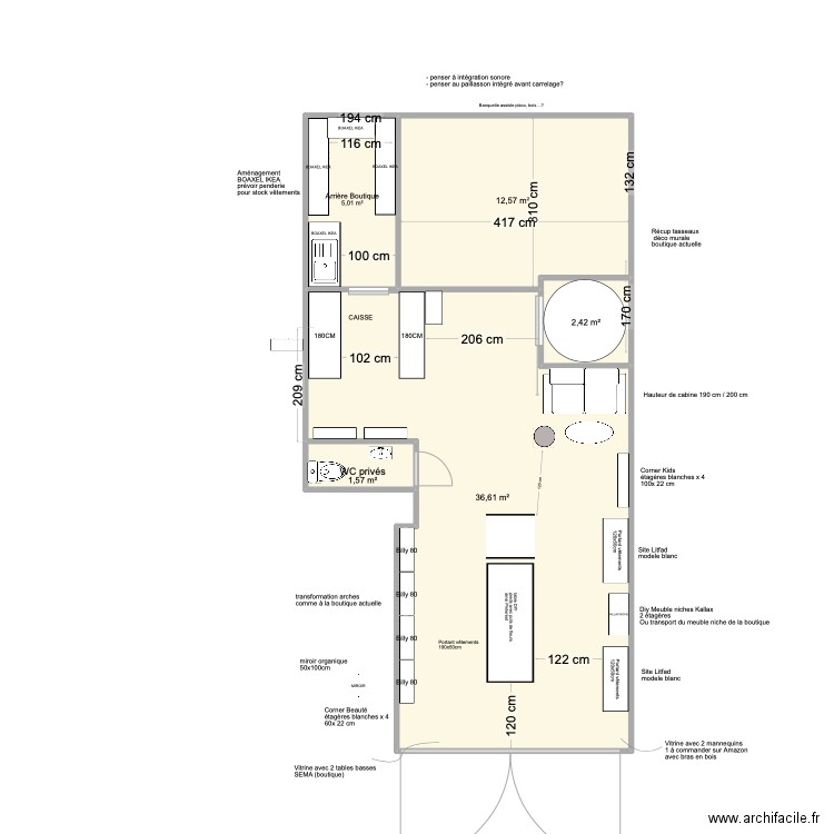 BOUTIQUE ATELIER KOKETTE. Plan de 4 pièces et 58 m2