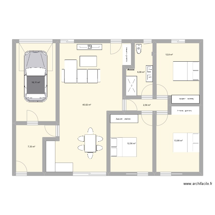 Maison . Plan de 8 pièces et 111 m2