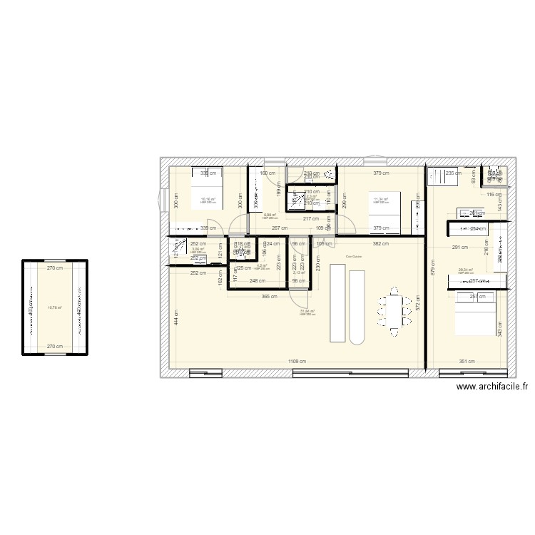 ESPAGNE V3. Plan de 13 pièces et 136 m2