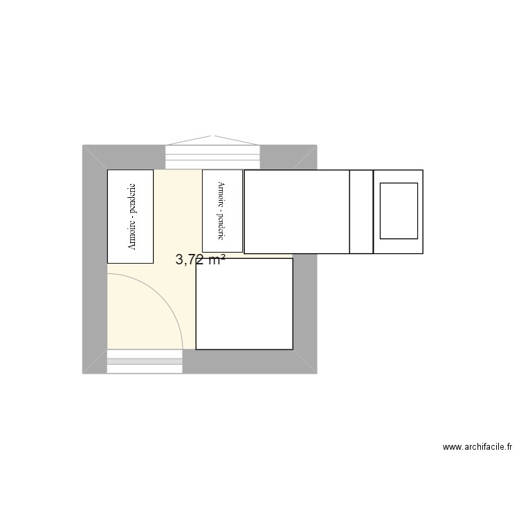 Chambre 3/ dressing. Plan de 1 pièce et 4 m2