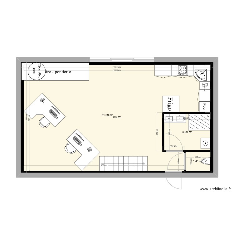 location. Plan de 4 pièces et 120 m2