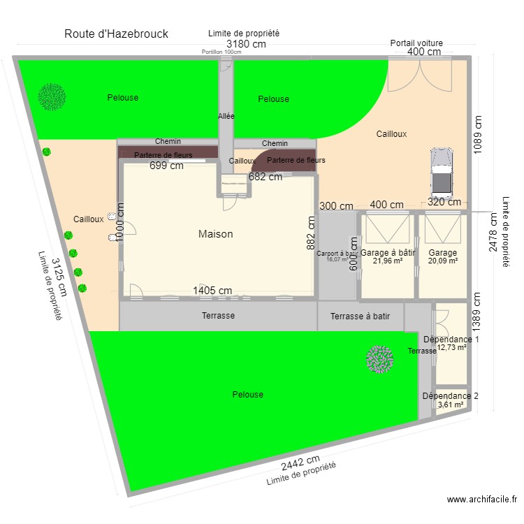 Plan de masse definitif. Plan de 24 pièces et 728 m2