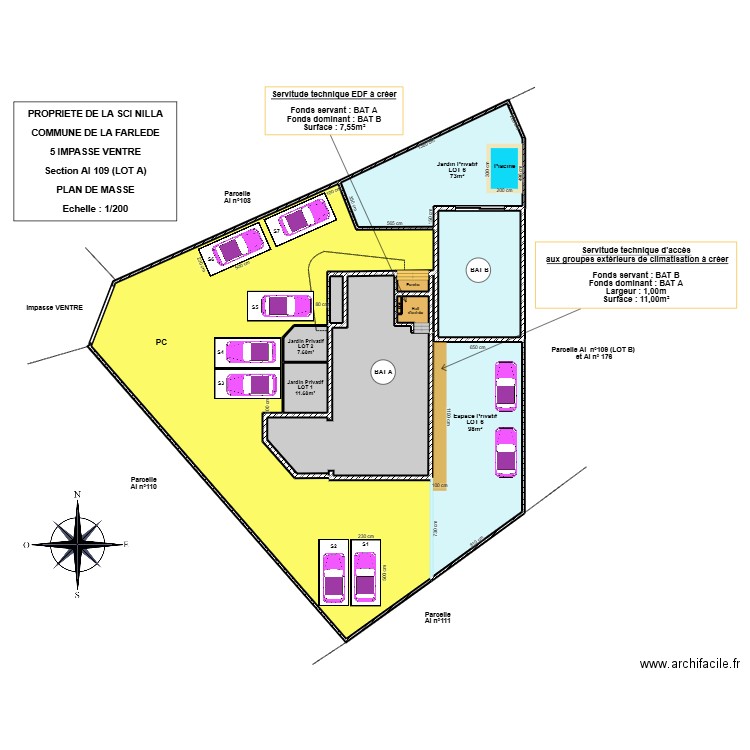 SCI NILLA (EXTERIEUR AVEC SERVITUDES). Plan de 12 pièces et 731 m2