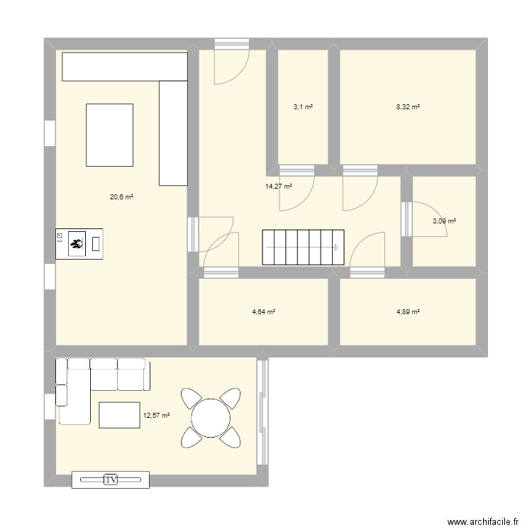 ham sur heure nalinnes. Plan de 8 pièces et 71 m2